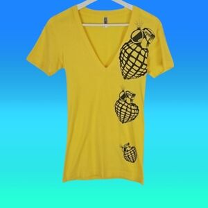 Graphic Short Sleeve T-Shirt Tee, Yellow, XS